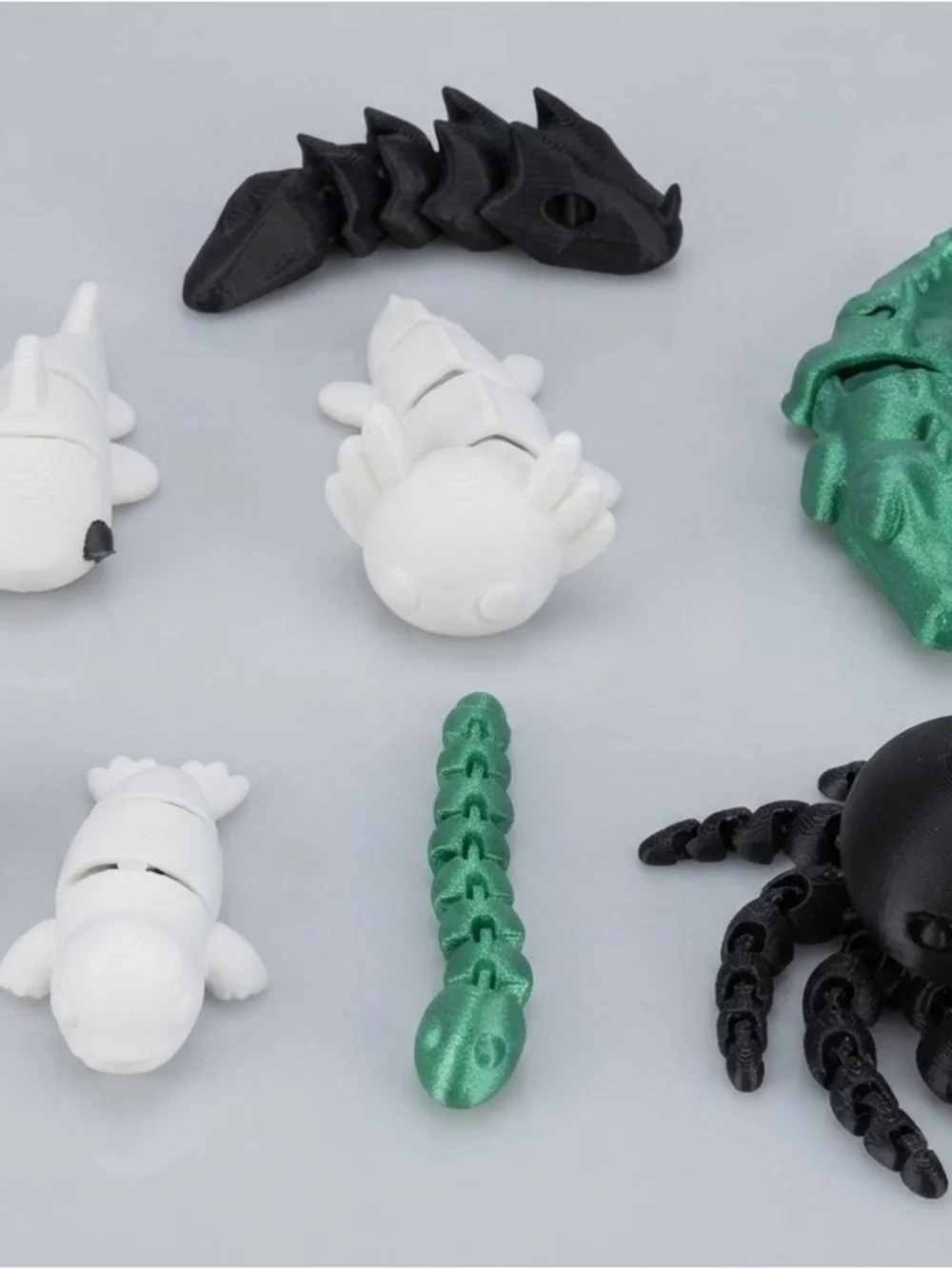 3d print Articulated Water Them Reptile Enrichment Toy Set — gray, Black & Green